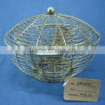 Gold round wire handmade storage case with lid