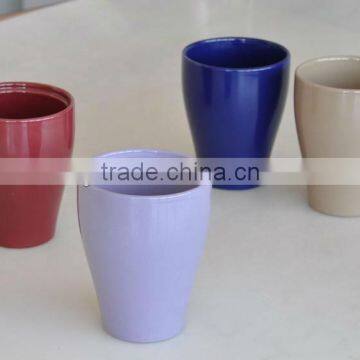 Goblet Shape Glazed Solid Color Ceramic Flower Pot