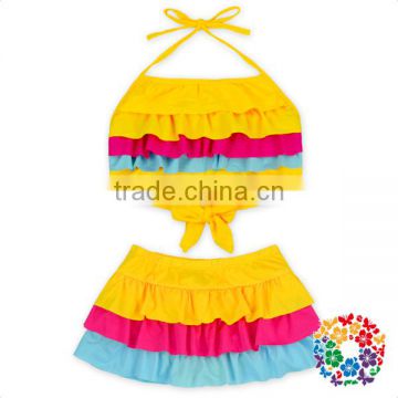 Toddler Girls Summer Beachwear Swimsuit Ruffle Tie Back Bikini Swimwear