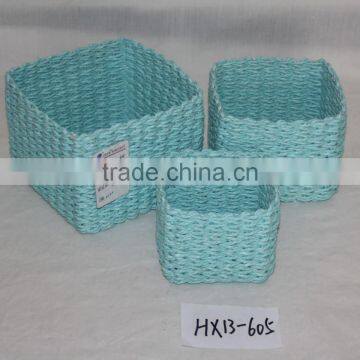 Small Beautiful Popular HX13-605 Light Blue Paper String Handmade Storage Basket