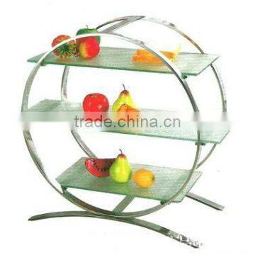 Round garret 3 layer Stainless steel buffet display shelf