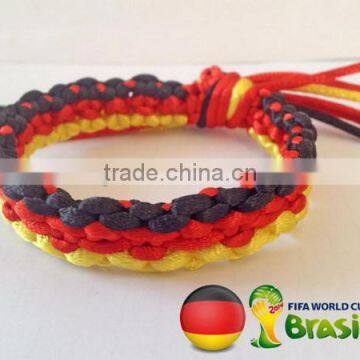 2017 Handmade world cup Black Red Yellow Square Paracord Solomon Bar Macrame Hemp Knotted Bracelet made in China