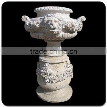 Cheap hand carving landscaping granite stone flowerpot for garden