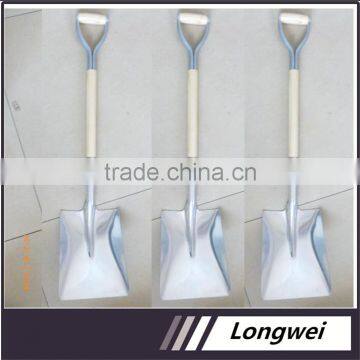 Aluminum snow shovel head with wooden handle