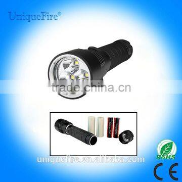 Uniquefire 26650 battery operated bright light diving flashlight with cree xm-l2