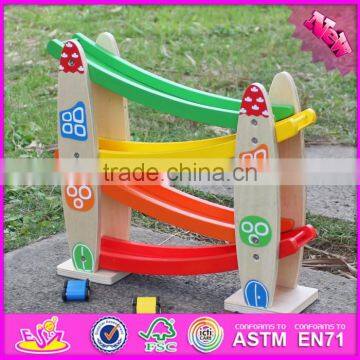 2017 New Design 4 Levels Funny Kids Wooden Race Track Toy W04E053 photo-5