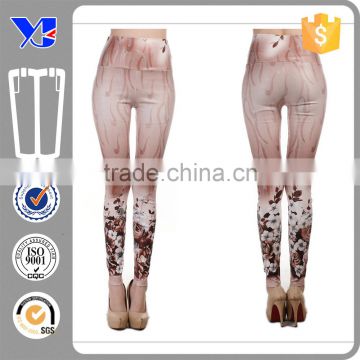 Women Hight Wasit Elegant Flower Patten Tight leggings