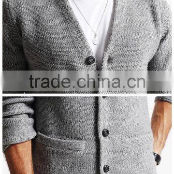 Custom 100% Cotton Long Thick Knitted Sweater Men Cardigan Sweater photo-6