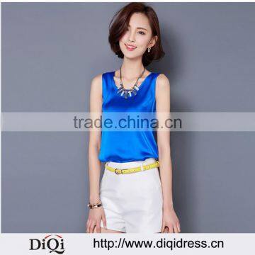 Fashion Casual Sleeveless Chiffon Lace All-match Silk Vest Women T-Shirts Plus Size Solid 14 Color