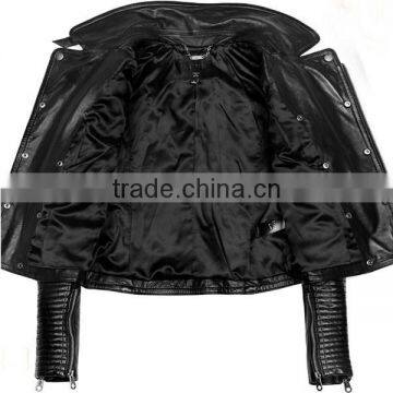 China Coat Manufacturer Modern Sexy Black Women Leather Jacket photo-3