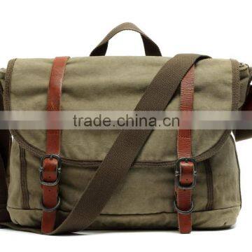 Unisex,Vintage Casual Cotton Canvas Leather Haversack Messenger Bag Courier Bag Haversack, Bookbag ,Shoulder Bag For Men & Women photo-2
