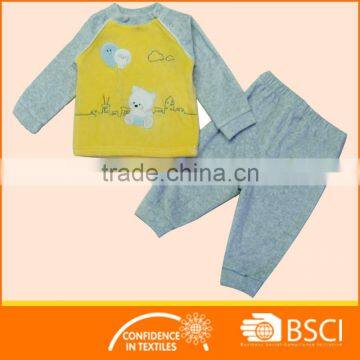 Nice Cartoon Embroidery Cloth Warmly Baby Velour Pajamas Sets