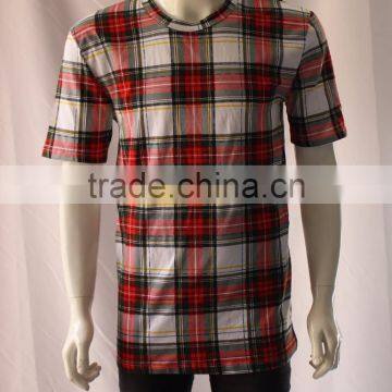 cotton all over printed tartan t shirts men