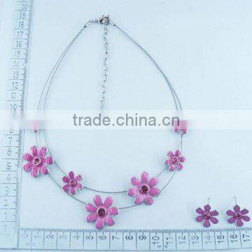 fashion flower necklace set, flower stylish jewelry,metal alloy paint jewelry