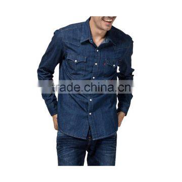 New Design Casual Indigo Denim Shirt for Men photo-2