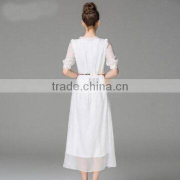 Z&M 2017 New White Fashion women dress green silk dress short sleeve green dress