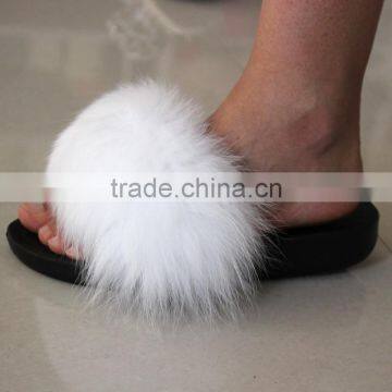 Myfur 2017 Fashionable Soft And Comfy Fluffy Women Ladies Indoor Real Fox Fur Slippers photo-5