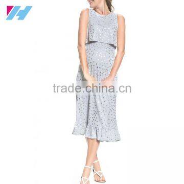 Wear Maternity Clothes Polka Dot Dress With Simple Ruffle Design And Breathable And Soft