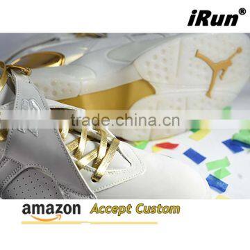 Premium Flat 18K Gold Muticolor Sheepskin Leather Sneaker Shoelaces Company Name Metal Aglets Tips Sheepskin Leather Shoelace photo-5