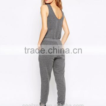 Women Relaxed Fit Scoop Neck Sports Wear Jumpsuit With Pockets 2015 photo-3