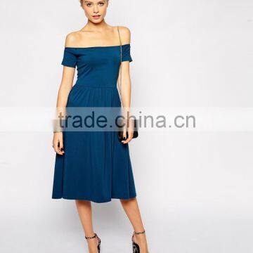Cheap Chinese Dress Bardot Midi Skater Dress photo-4