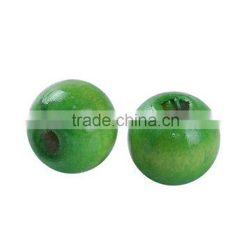 Cheap Wholesale Round Yellow-green Hinoki Wood Spacer Beads photo-3