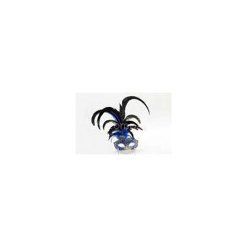 Male Blue Carnival Venetian Masks Glitter Plastic For Mardi Gras Party