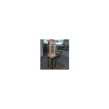Free Standing Sunglasses Display Case Lighting With Wood Top Metal Base