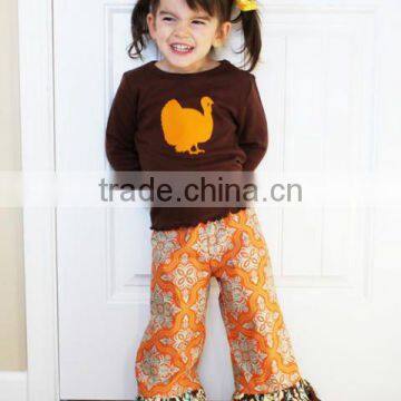 factory price turkey embroidery thanksgiving cotton kids clothing