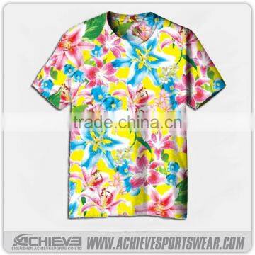 Custom design sublimation t shirt with polyester and cotton fabric clothing manufacturers