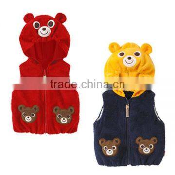 autumn & winter coral fleece thicken sleeveless hooded baby clothes