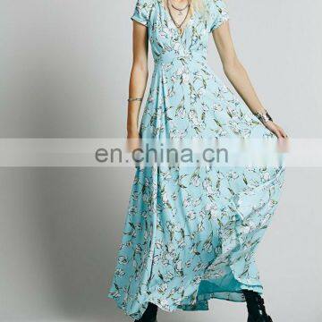 CHEFON V neck plus size bohemian dresses wholesale