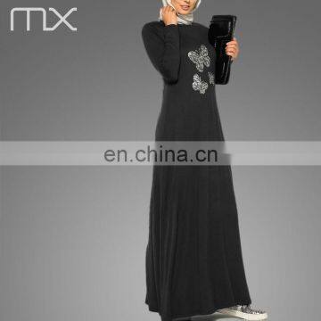 2016 Popular Women Gender And Middle East Ethnic Region Abaya Islamic Clothing With Paillette Butterfly Fleeces photo-3