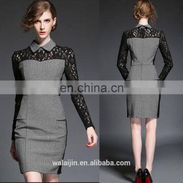 High quality ladies lace panel dress, high quality new dress fashion