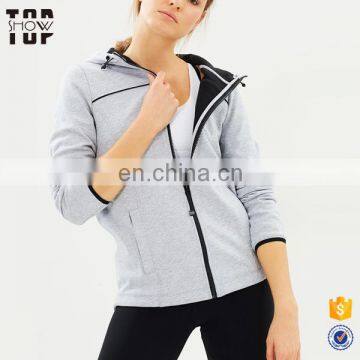 2017 autumn new style street wear grey blank hoodies women zip front