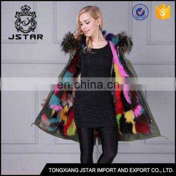 Military Uniforms Army Green colorful fox fur coats for sale