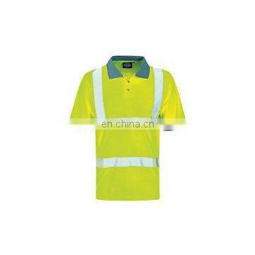 turn-down collar fluorescent yellow woker T-shirt