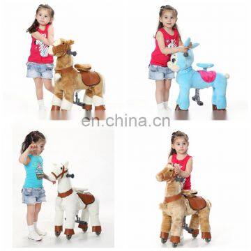 HI plush riding horse, plush mechanical walking horse toy, walking ride on horse