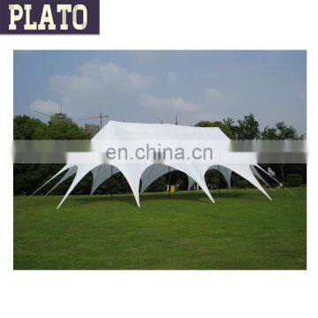 promotional white double peak star tent for outdoor event