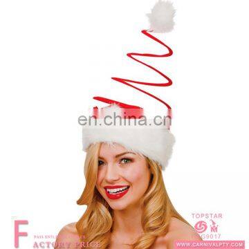 2017 New Design Promotional Fascinating Giant Red Spiral Spring Santa Hat For Christmas