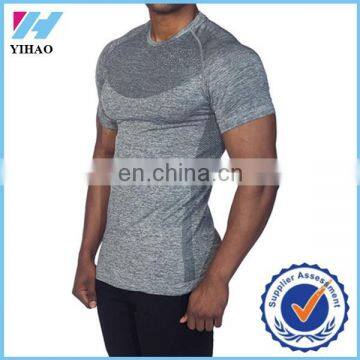 Yihao Cotton Spandex dry fit plain t-shirts Soft feeling Men Training gym t -shirt fitted