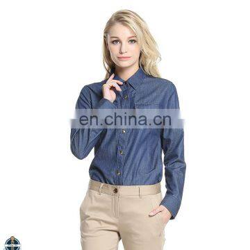 T-WSS505 Fashion 2016 100% Cotton Denim Shirt Women