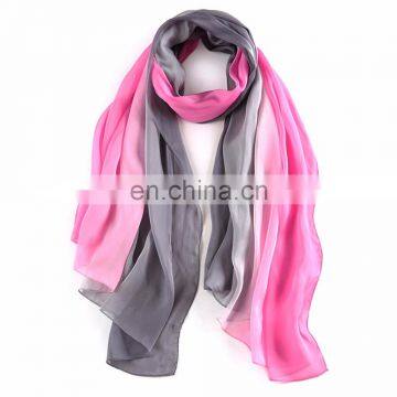 High Quality Gradient Color Colourful Beach 100% Silk Scarf