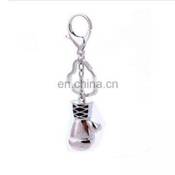 Sports Theme Jewelry Zinc Alloy Silver Custom Mini Boxing Gloves Keychain