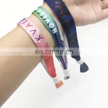Colorful Heat Transfer Sublimation OEM Design Woven Fabric Wristbands With One Time Closure