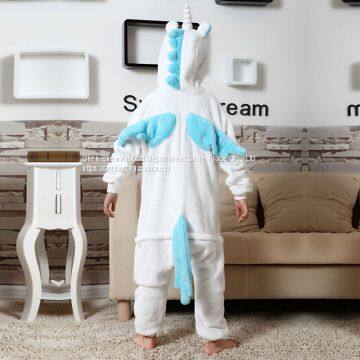 Children Unicorn Cartoon Flannel Conjoined Polyester Pajamas photo-3