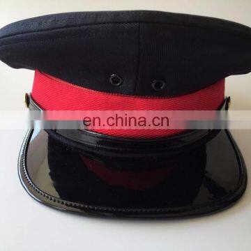 dark blue and red cap band pvc visor military peaked cap for officers