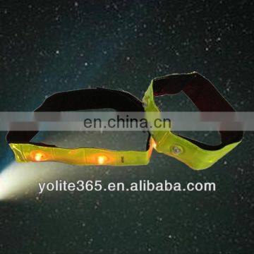 Yellow Reflective Armband With 4 Led Light CE EN13356 Standard