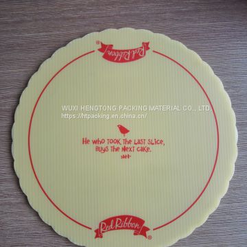 4mm golden yellow pp corrugated sheet---round printed cake pad