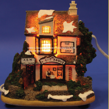 X'mas house  light  Play Snowman Polyresin Christmas House Decoration